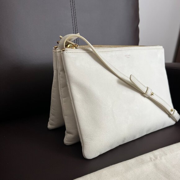 Céline Large Trio Crossbody Bag in White Lambskin - Picture 8 of 16